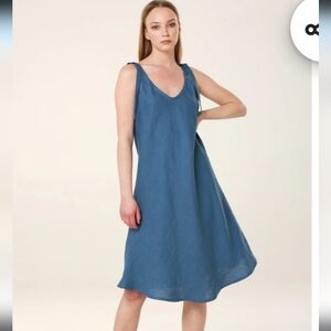 Linen Bias Cut Dress, Washed Linen Medium